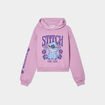Sweat hoodie cropped &agrave; capuche Stitch parme femme
