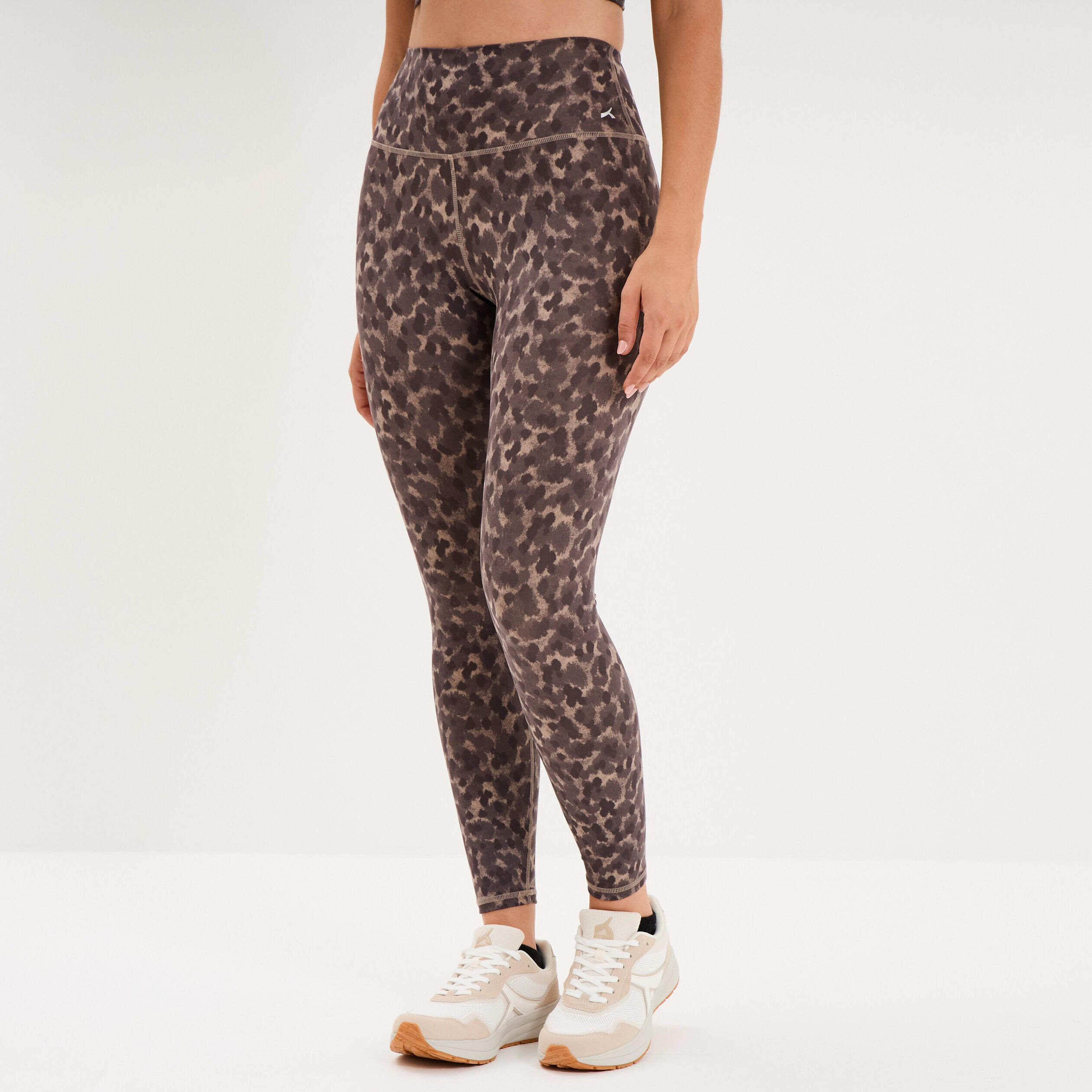 Legging de sport stretch taille haute beige femme