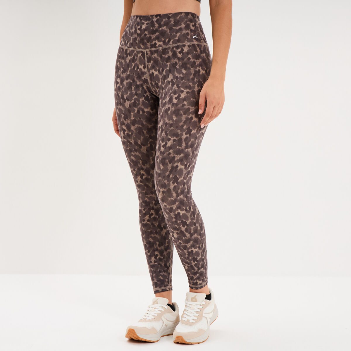 Legging de sport stretch taille haute beige femme
