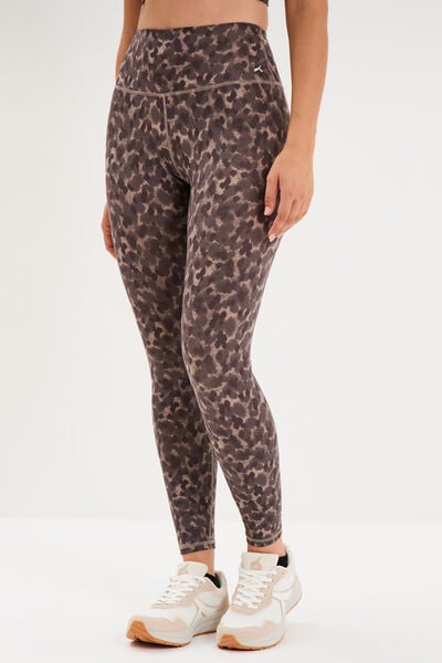 Legging de sport stretch taille haute beige femme