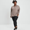 Chemise à carreaux coupe chauve-souris camel femme grande taille