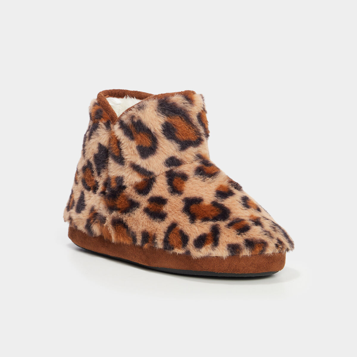Chaussons forme bottines fourr&eacute;es noir femme