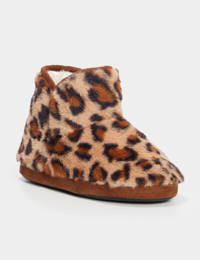 Chaussons forme bottines fourrées noir femme