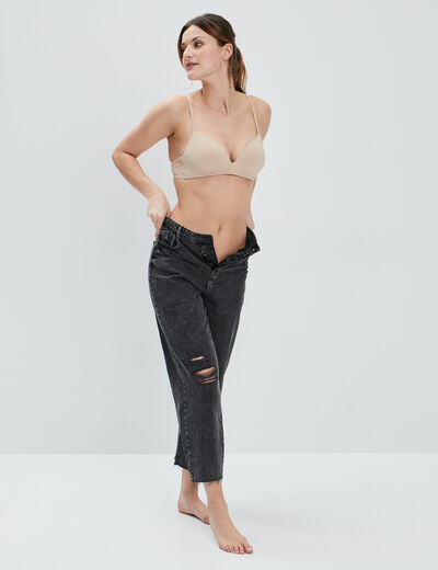 Soutien-gorge push up microfibre beige femme