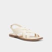 Sandales brides croisées en cuir blanc femme