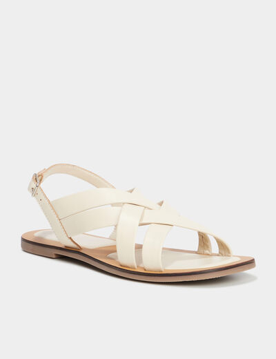 Sandales brides croisées en cuir blanc femme