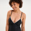 Maillot de bain une pi&egrave;ce d&eacute;tails brod&eacute;s noir femme