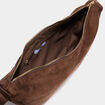 Sac banane effet su&eacute;dine marron fonc&eacute; femme