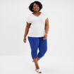 Pantalon corsaire skinny taille haute bleu roi femme grande taille