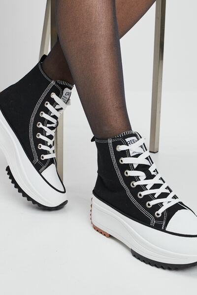 Baskets plateformes en toile Creeks noir femme