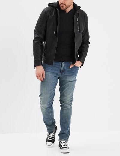 Jeans straight 5 poches Liberto denim dirty homme