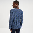 T-shirt col mao manches retroussables bleu gris femme
