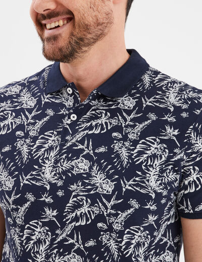 Polo droit manches courtes coton bleu marine homme