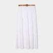 Jupe longue gaze de coton ceintur&eacute;e blanc femme