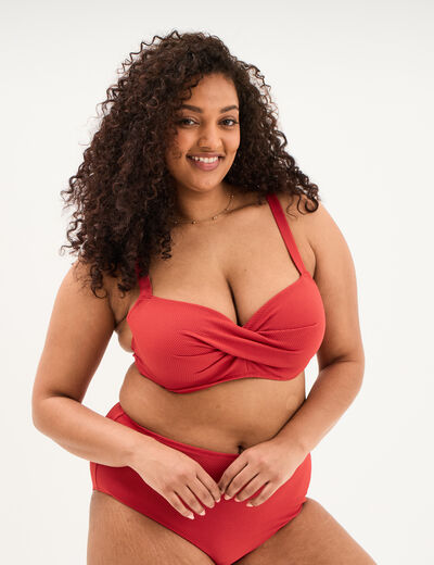 Haut de maillot de bain bandeau crois&eacute; rouge femme grande taille
