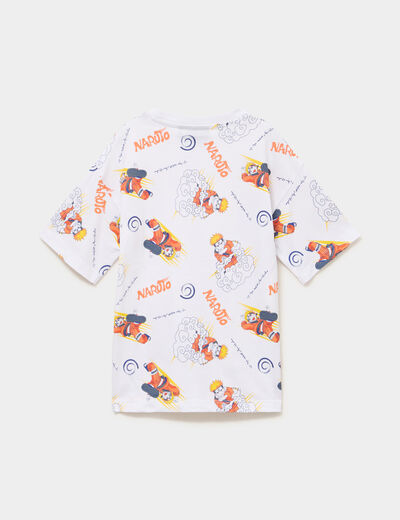 T-shirt manches courtes coton Naruto blanc gar&ccedil;on
