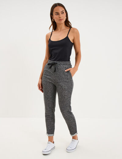Pantalon jogging taille haute gris femme