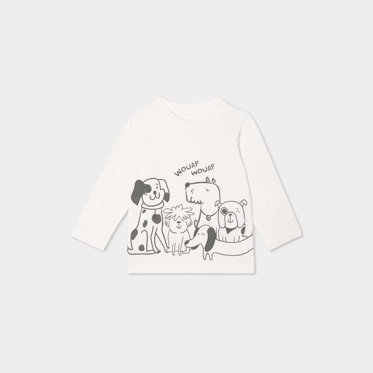 T-shirt &eacute;paule manches longues boutonn&eacute;e blanc b&eacute;b&eacute; gar&ccedil;on