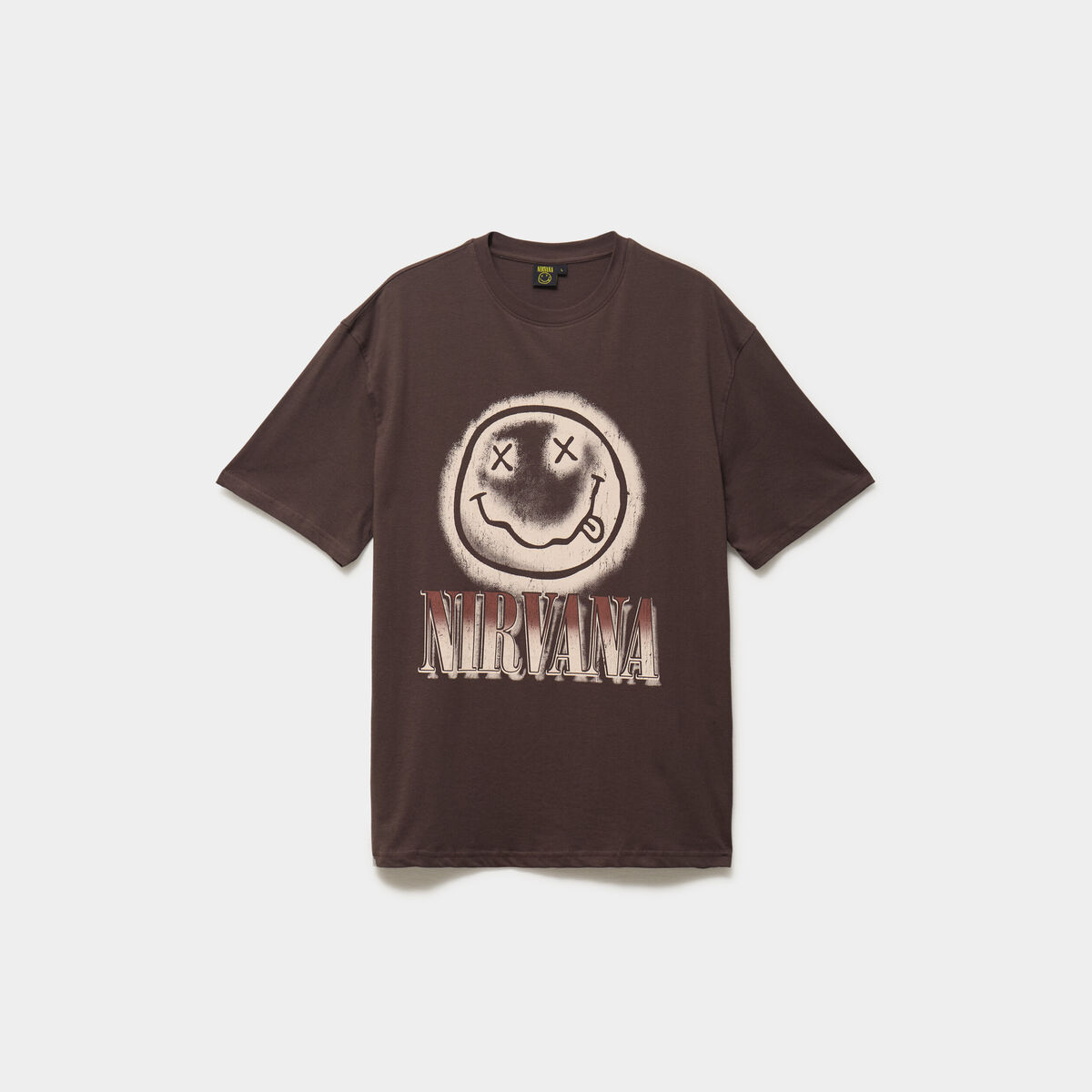 T-shirt manches courtes coton Nirvana marron fonc&eacute; homme