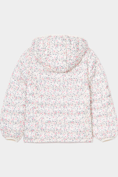 Doudoune courte col montant à capuche beige fille
