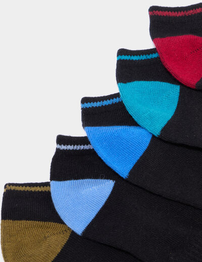 Lot 5 paires chaussettes invisibles noir homme