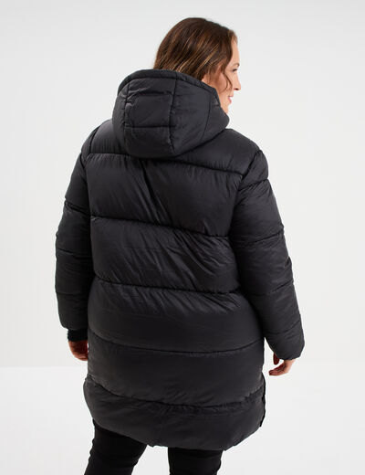 Doudoune longue &agrave; capuche noir femme grande taille