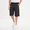 Bermuda cargo c&ocirc;tel&eacute; coton ceintur&eacute; gris fonc&eacute; homme