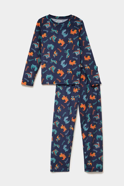 Ensemble pyjama effet velours 2 pi&egrave;ces bleu marine gar&ccedil;on