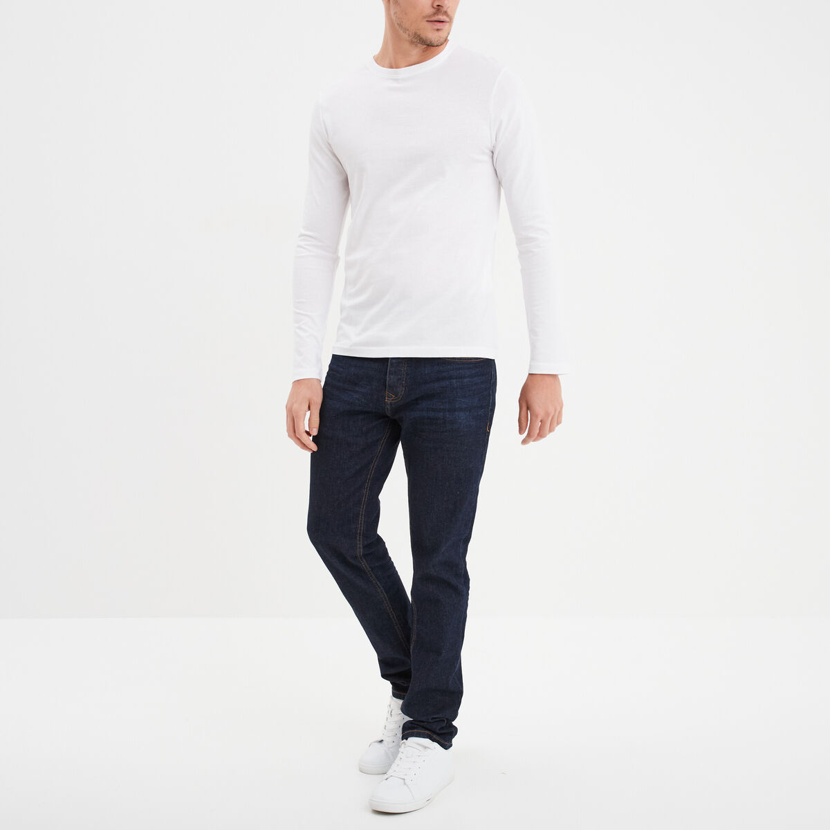 T-shirt manches longues blanc homme