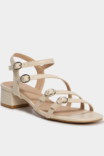 Sandales multibrides &agrave; talons blanc femme