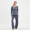 Ensemble pyjama pantalon 2 pi&egrave;ces bleu gris femme
