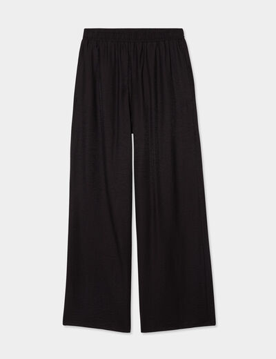 Pantalon large fluide taille élastiquée noir femme