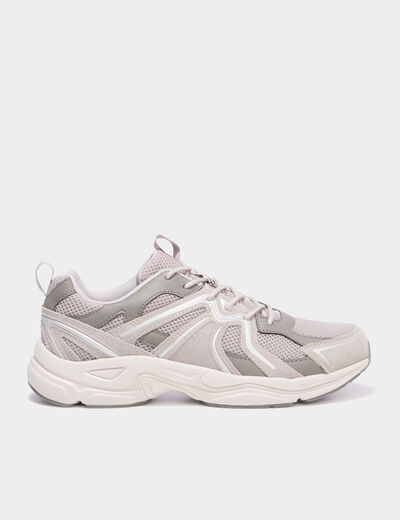 Baskets running &agrave; lacets gris argent homme