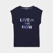 T-shirt col rond manches courtes Creeks bleu marine femme