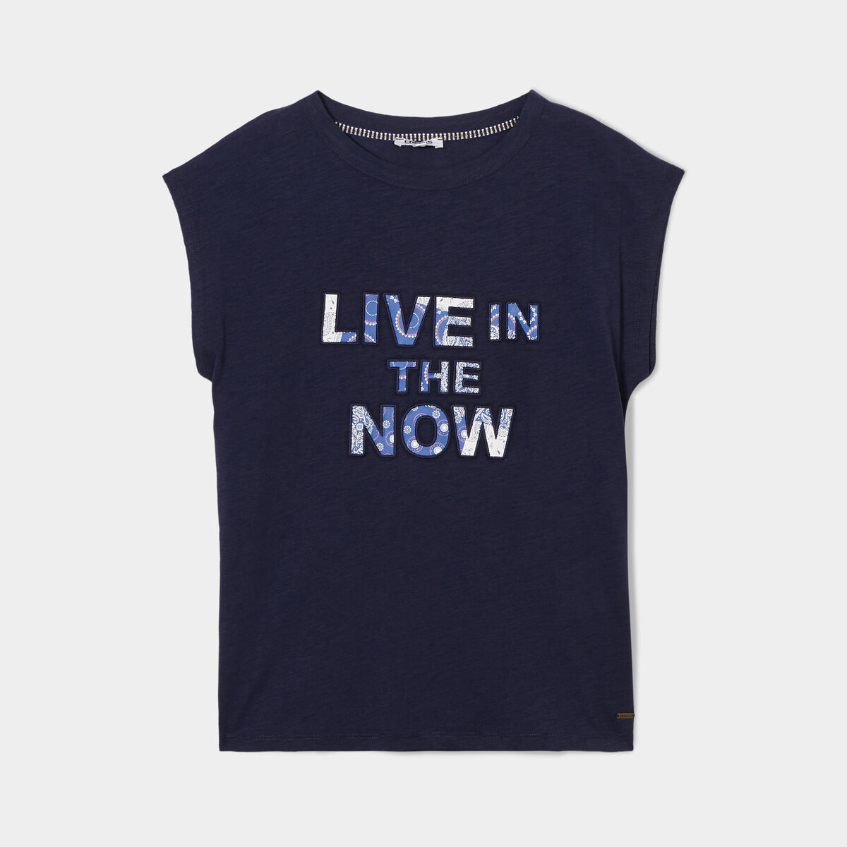 T-shirt col rond manches courtes Creeks bleu marine femme