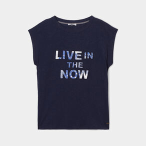 T-shirt col rond manches courtes Creeks bleu marine femme