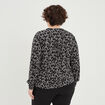 T-shirt col à cordons manches longues noir femme grande taille