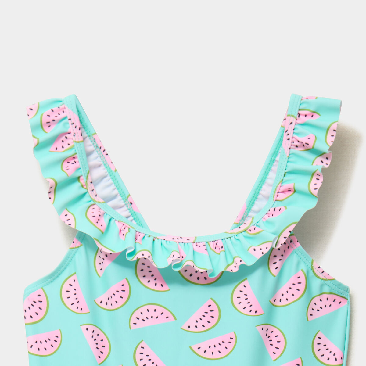 Maillot de bain une pi&egrave;ce &agrave; volants vert clair fille