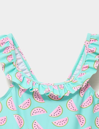 Maillot de bain une pi&egrave;ce &agrave; volants vert clair fille