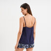Ensemble pyjama short et d&eacute;bardeur bleu marine femme