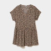 Robe courte fluide manches courtes beige clair femme