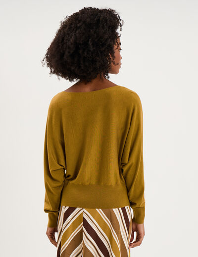 Pull encolure bateau manches longues vert olive femme