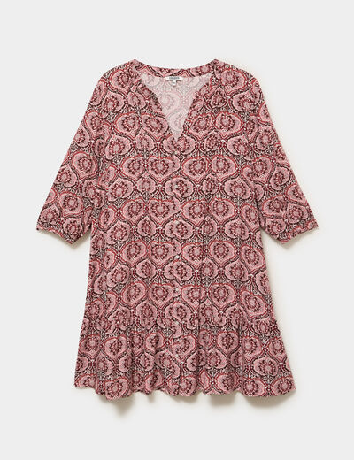 Robe fluide boutonn&eacute;e marron chocolat femme grande taille