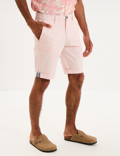 Bermuda short chino straight stretch rose pastel homme