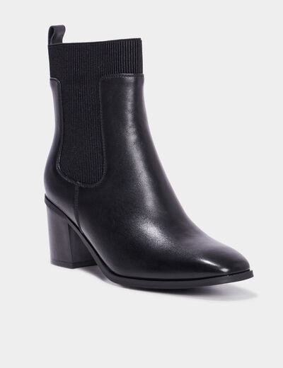 Bottines à talons carrés bout pointu noir femme