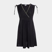 Robe évasée fluide col cache-coeur noir femme grande taille