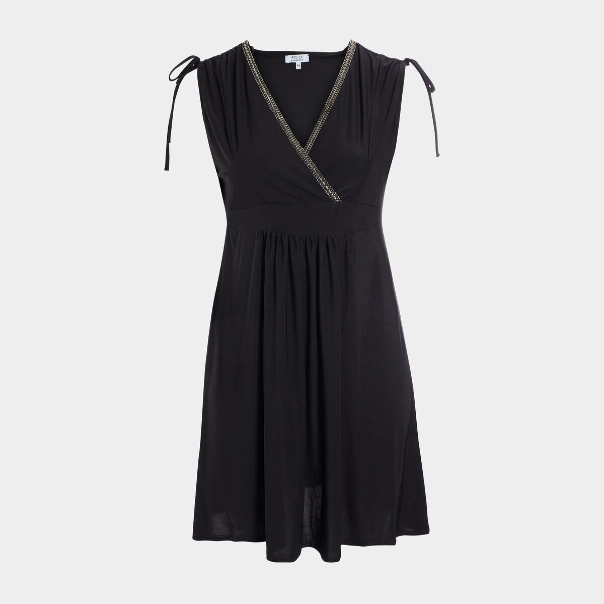 Robe évasée fluide col cache-coeur noir femme grande taille