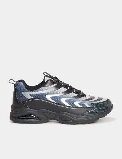 Baskets running semelle épaisse bleu homme