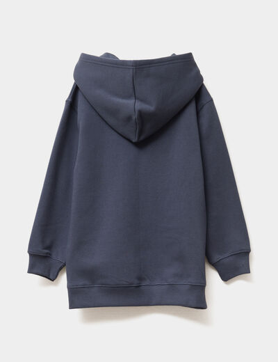 Sweat oversize hoodie Stitch gris fonc&eacute; fille