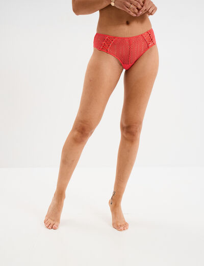 Shorty en dentelle rouge femme